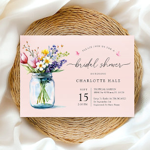 Invitation Fête des mariées d'aquarelle florale rustique