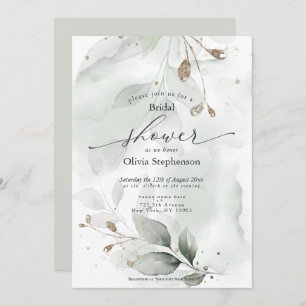 Invitation Fête des mariées d'aquarelle Foliage rustique Invi