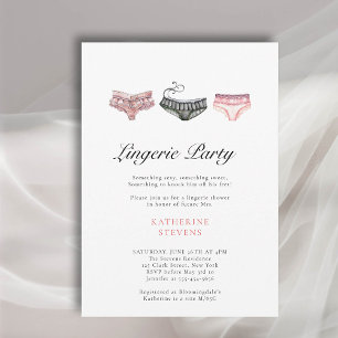 Invitation Fête des mariées d'aquarelle noire rose de lingeri