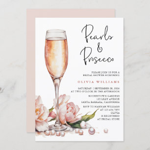 Invitation Fête des mariées d'aquarelle Pearl & Prosecco