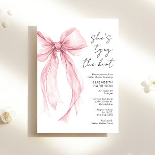 Invitation Fête des mariées d'aquarelle rose Coquette Bow