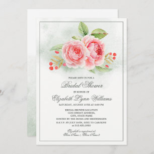 Invitation Fête des mariées d'aquarelle Rose romantique
