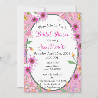 Invitation Fête des mariées d'aquarelle rose romantique