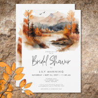 Fête des mariées d'aquarelle Rustic Fall Mountain