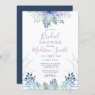 Invitation Fête des mariées d'aquarelle Rustique Floral Winte