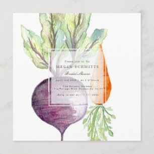 Invitation Fête des mariées d'aquarelle Veggie Duo Beet & Car