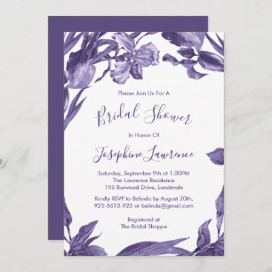 Invitation Fête des mariées d'aquarelle violet Iris