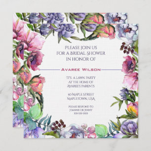 Invitation Fête des mariées d'aquarelles Spring Bouquet