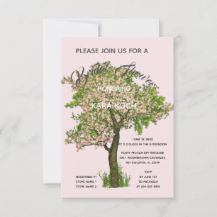 Invitation Fête des mariées d'arbre à fleurs vertes et bleues