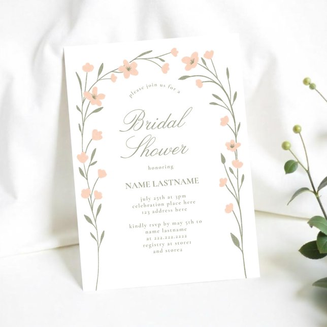 Invitation Fête des mariées d'arc Fleur sauvage Blush simple (Créateur téléchargé)