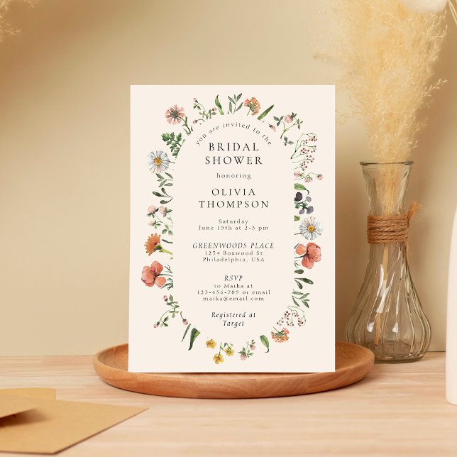 Invitation Fête des mariées d'arc Fleur sauvage d'été Boho vi (Créateur téléchargé)