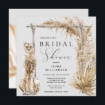Invitation Fête des mariées d'arc Mariage Safari Leopard<br><div class="desc">Superbe invitation à la douche nuptiale avec arche mariage boho ornée d'herbe séchée et de pampas et un léopard Safari.</div>
