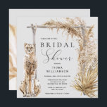 Invitation Fête des mariées d'arc Mariage Safari Leopard<br><div class="desc">Superbe invitation à la douche nuptiale avec arche mariage boho ornée d'herbe séchée et de pampas et un léopard Safari.</div>