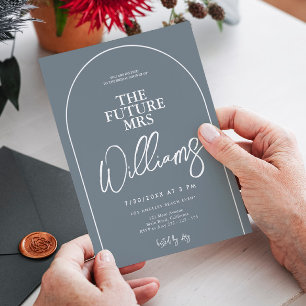 Invitation Fête des mariées d'arc minimaliste moderne bleu po