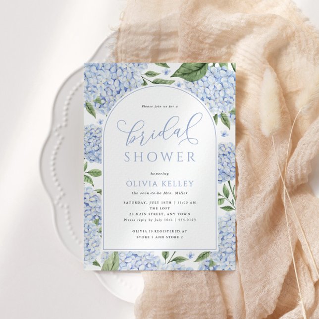 Invitation Fête des mariées d'arche à fleurs Blue Hydrangea (Créateur téléchargé)