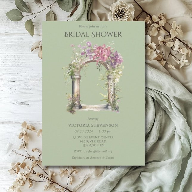 Invitation Fête des mariées d'arche Mariage Floral (Créateur téléchargé)