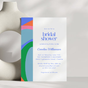 Invitation Fête des mariées d'art Abstrait couleur bleu blanc