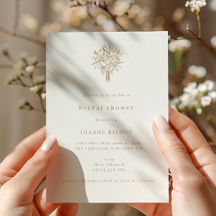 Invitation Fête des mariées d'art minimaliste de la ligne flo