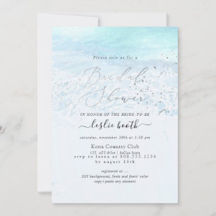 Invitation Fête des mariées de bord bleu cristal PixDezines