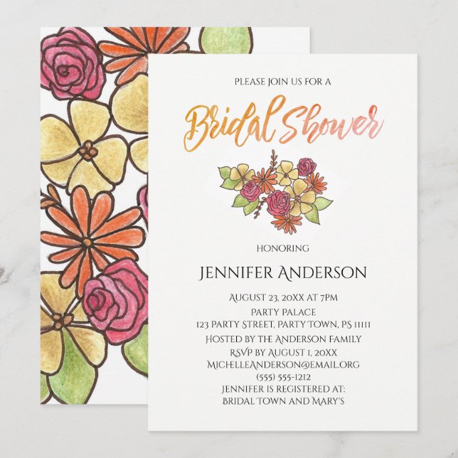 Invitation Fête des mariées de bouquet d'automne (Devant / Derrière)