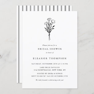 Invitation Fête des mariées de bouquet floral minimaliste noi