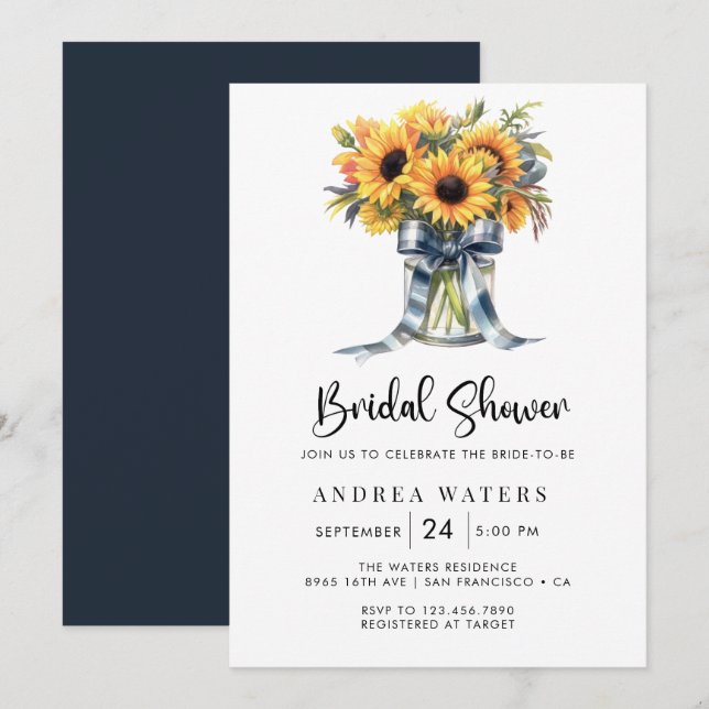 Invitation Fête des mariées de bouquet floral rustique (Devant / Derrière)