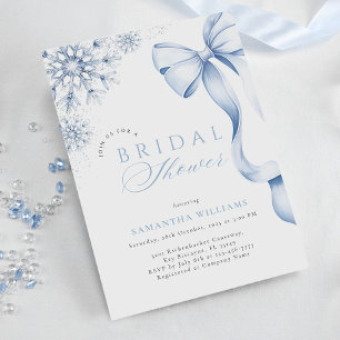 Invitation Fête des mariées de Bow Bleu d'hiver