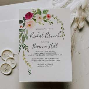Invitation Fête des mariées de Brunch Bridal Rose vert