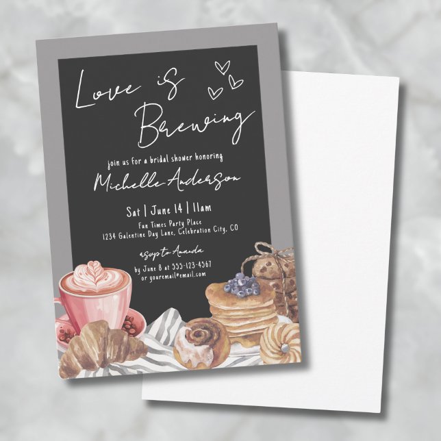 Invitation Fête des mariées de Brunch Café en tableau (Chalkboard Coffee Brunch Bridal Shower Invitation)