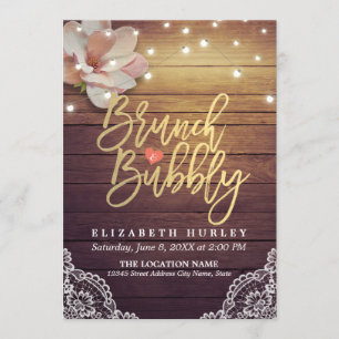 Invitation Fête des mariées de brunch et bulle Lumières à cor