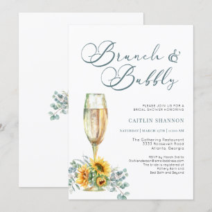 Invitation Fête des mariées de brunch et de tournesol mousseu