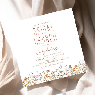 Invitation Fête des mariées de Brunch Fleur sauvage Boho