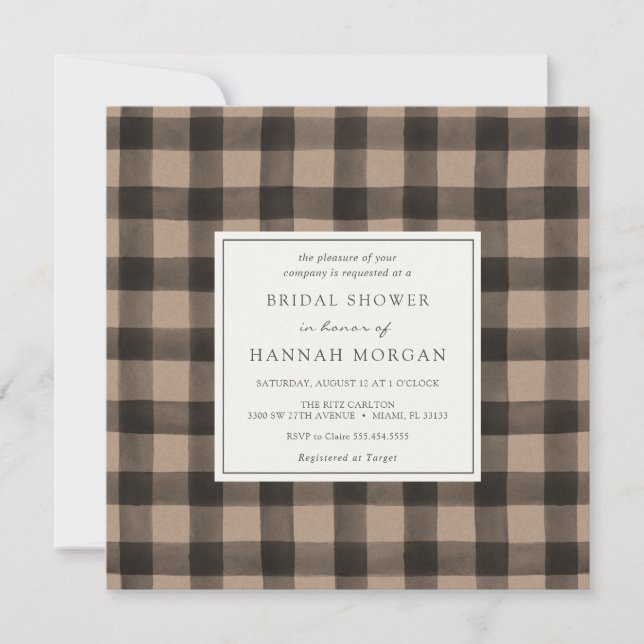 Invitation Fête des mariées de Buffalo Plaid Kraft (Devant)