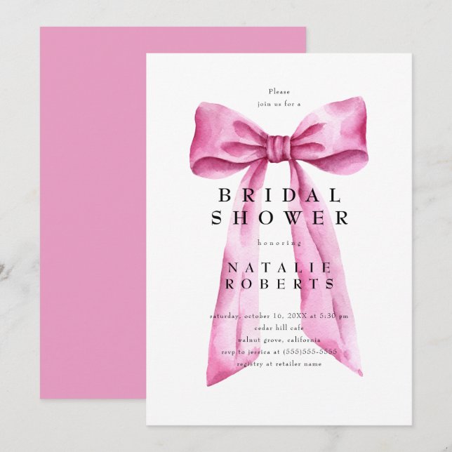 Invitation Fête des mariées de cabot rose (Devant / Derrière)