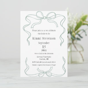 Invitation Fête des mariées de cadre de ruban vert simple