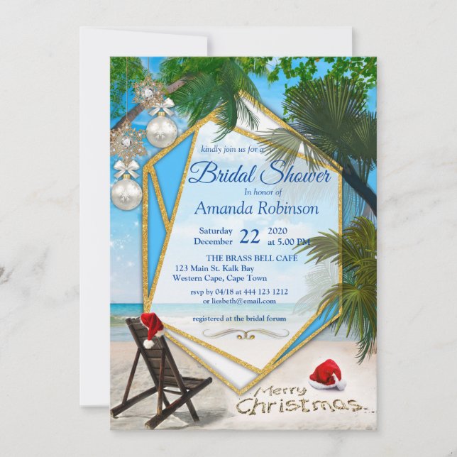 Invitation Fête des mariées de cadre d'or géométrique (Devant)