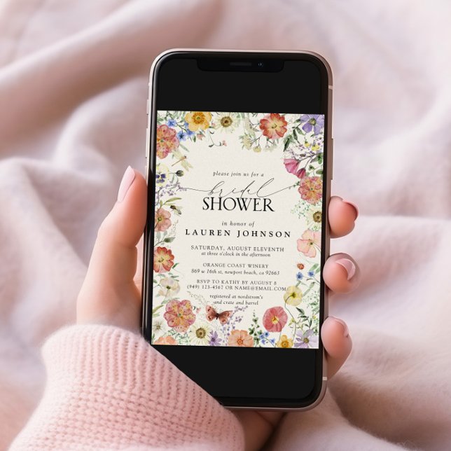 Invitation Fête des mariées de cadre floral Fleur sauvage en  (Créateur téléchargé)