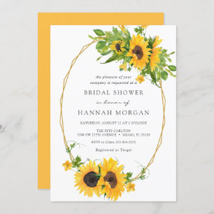 Invitation Fête des mariées de cadre géométrique Sunflower Go