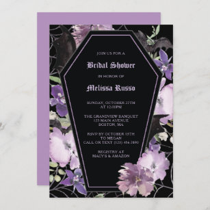 Invitation Fête des mariées de café floral gothique noir