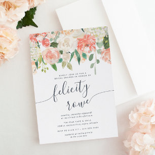 Invitation Fête des mariées de calligraphie florale du milieu