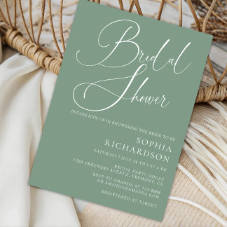 Invitation Fête des mariées de calligraphie minimaliste Sage