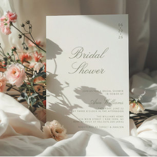 Invitation Fête des mariées de calligraphie verte minimaliste