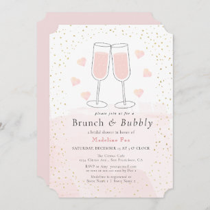Invitation Fête des mariées de champagne Brunch & Bubbly Pink