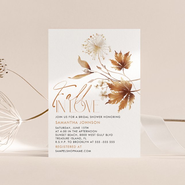 Invitation Fête des mariées de chute dans l'amour (Fall in Love Bridal Shower Invitation)