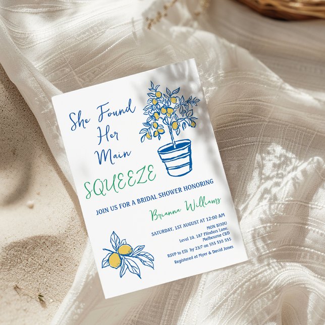 Invitation Fête des mariées de citron à base de silice (Lemon Bridal Shower Invitation, She Found Her Main Squeeze Bridal Shower Invitation, Whimsical )