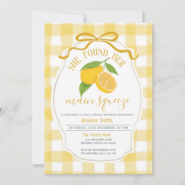 Invitation Fête des mariées De Citron Elle A Trouvé Sa Squeez (Devant)