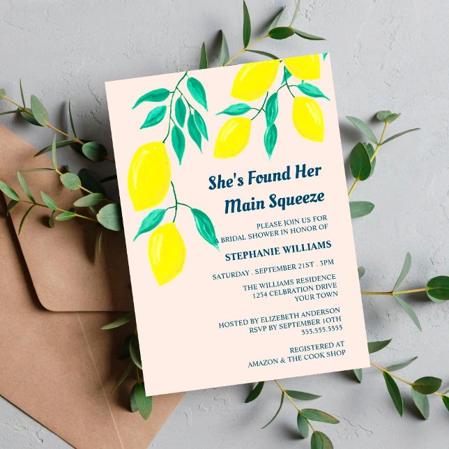 Invitation Fête des mariées de citron qu'elle a trouvé sa pie (Créateur téléchargé)