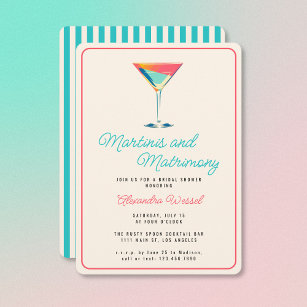 Invitation Fête des mariées de cocktails Martinis et Matrimon
