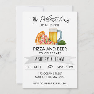 Invitation Fête des mariées de coEd Pizza et Beer Couple
