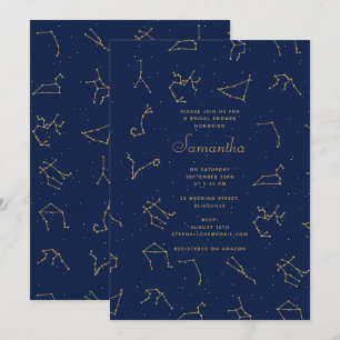 Invitation Fête des mariées de constellations de Zodiac bleu 